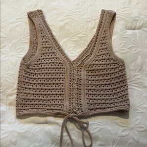 🛍️5 for $20🛍️ Crochet Knit Tan Crop Top